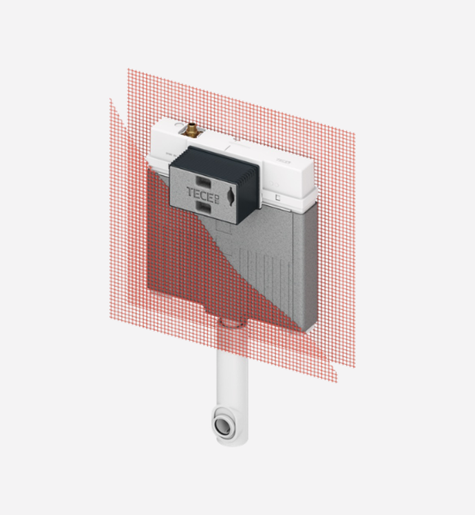 TECEbox Octa II cistern, 8 cm, for floor-standing toilet, with reinforcement fabric, installation height 1075 mm