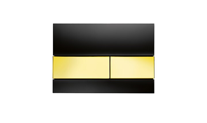 TECEsquare Drückerplatte - Glas schwarz - Tasten gold