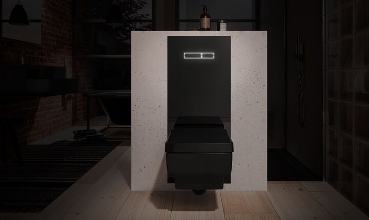 TECElux WC-modul med orienteringsljus och beröringsfri spolning