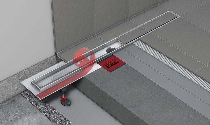 TECEdrainline in Verbund mit den Seal System Abdichtungsprodukten