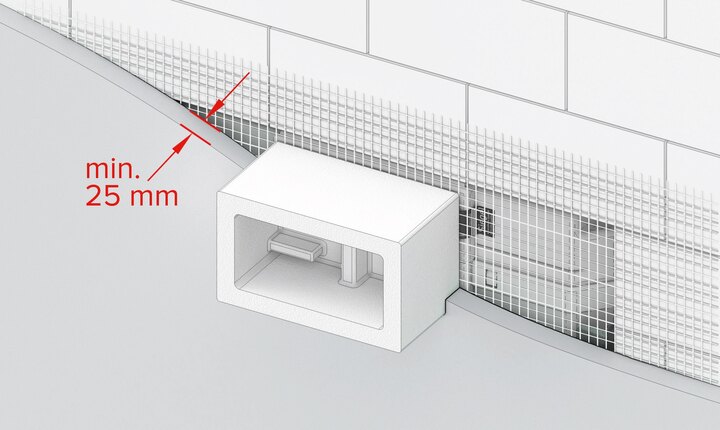 Flächenbündiger Einbau der TECE WC-Betätigungsplatten im Nassbau Schritt 1