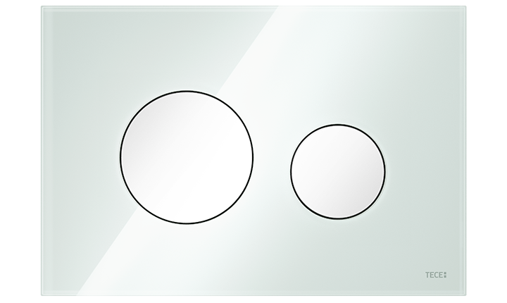TECEloop Glas WC-Betätigungsplatte in mintgrün mit Tasten in weiß