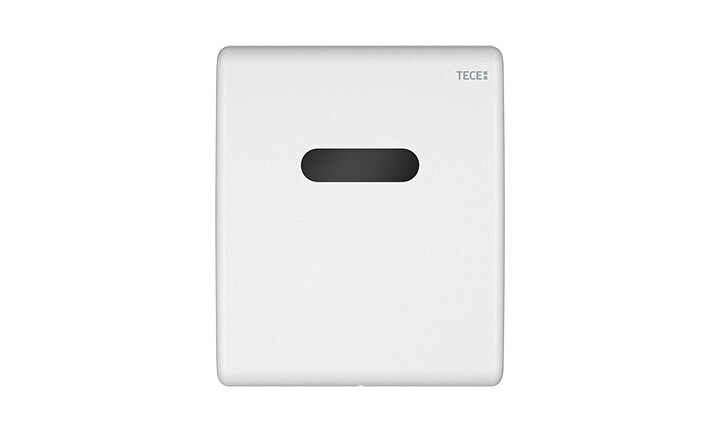 TECEplanus Elektronik Urinal-Betätigungsplatte in weiß seidenmatt mit elektronischer Auslösung