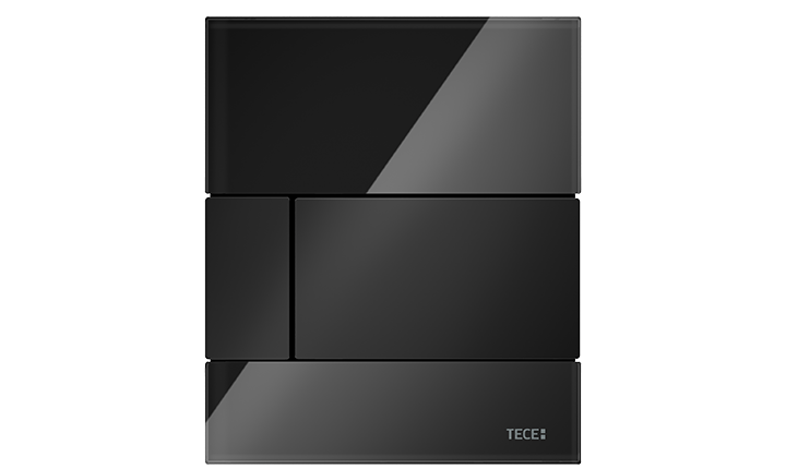 TECEsquare Glas Urinal-Betätigungsplatte in schwarz mit Tasten in schwarz