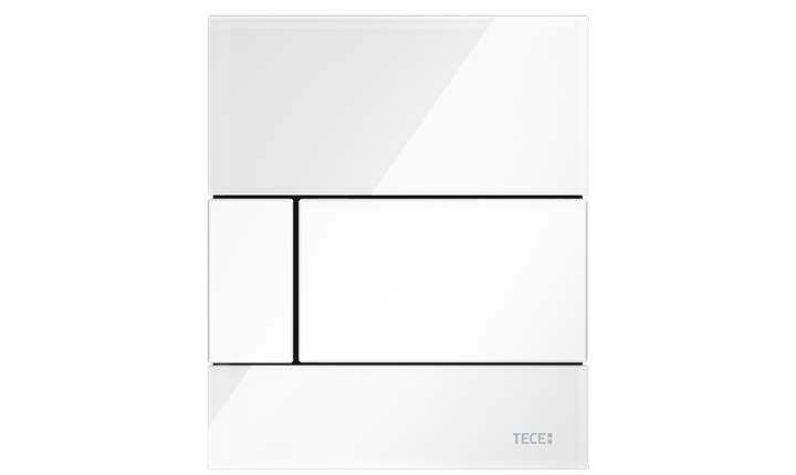 TECEsquare Glas Urinal-Betätigungsplatte in weiß mit weißen Tasten