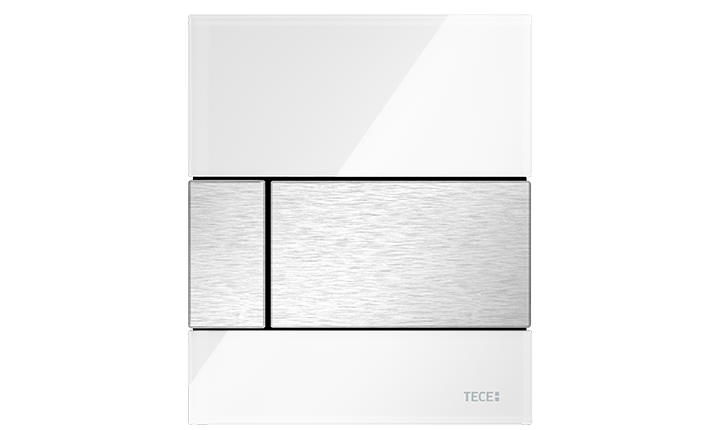 Urinal-Betaetigungsplatte TECEsquare Glas Weiss Edelstahl