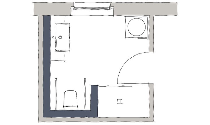 TECEprofil Skizze: Dusch-WC vorgerüstet