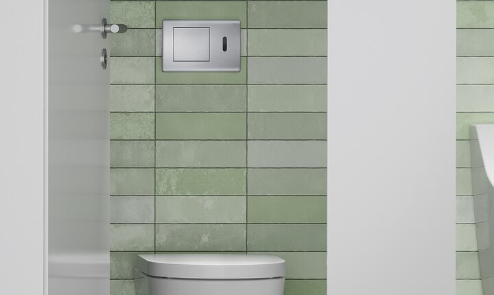 WC-Betätigungsplatten TECEplanus sind für den halböffentlichen und öffentlichen Raum konzipiert und verfügbar mit manueller oder kombinierter manueller/elektronischer Auslösung.