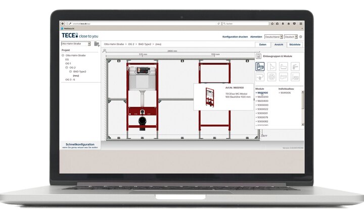 With TECEsmartwall the planning of TECEprofil installation walls becomes a quick and simple task.