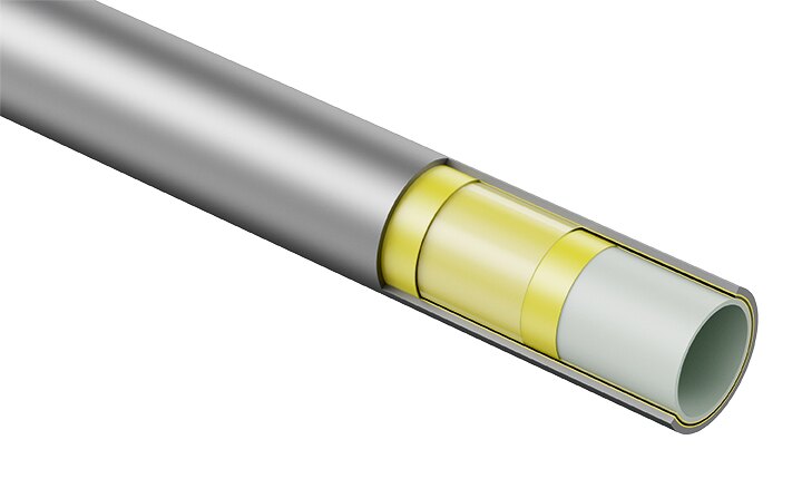 Beim TECEfloor PE-Xc 5S-Rohr wurde die EVOH-Sauerstoffsperrschicht bewusst in die Mitte des Rohres gelegt, wo sie vor äußerer Beanspruchung, vor Kratzern und vor Abrieb geschützt ist.