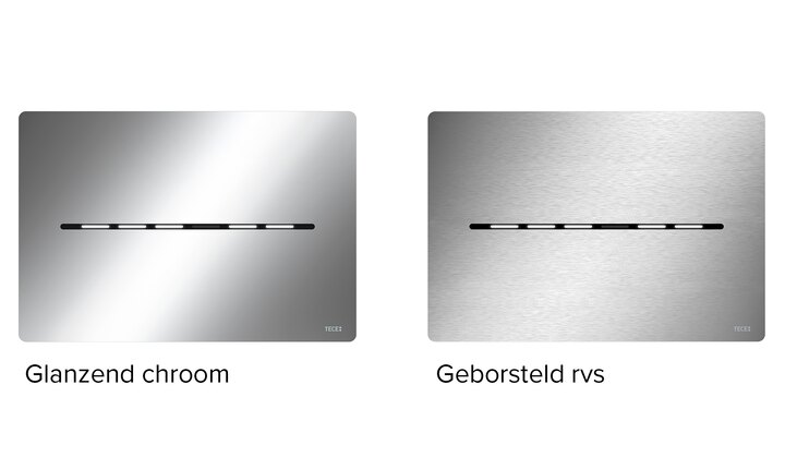 TECEsolid en TECEfilo-Solid bedieningsplaten kleuren rvs geborsteld en glanzend chroom