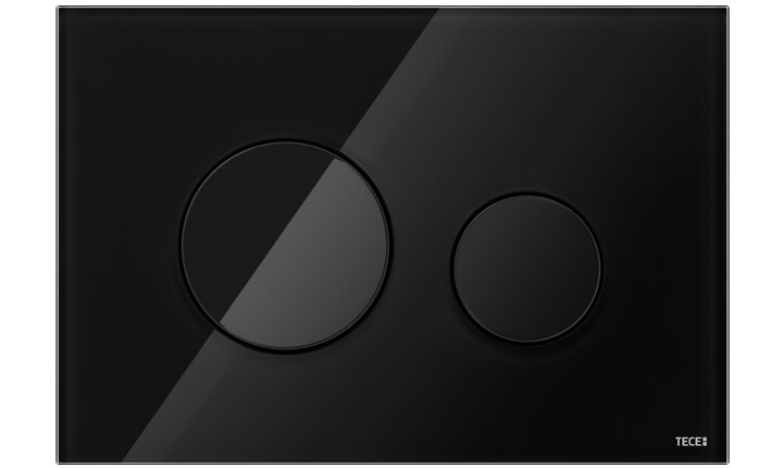 TECEloop Glas WC-Betätigungsplatte in schwarz mit Tasten in schwarz
