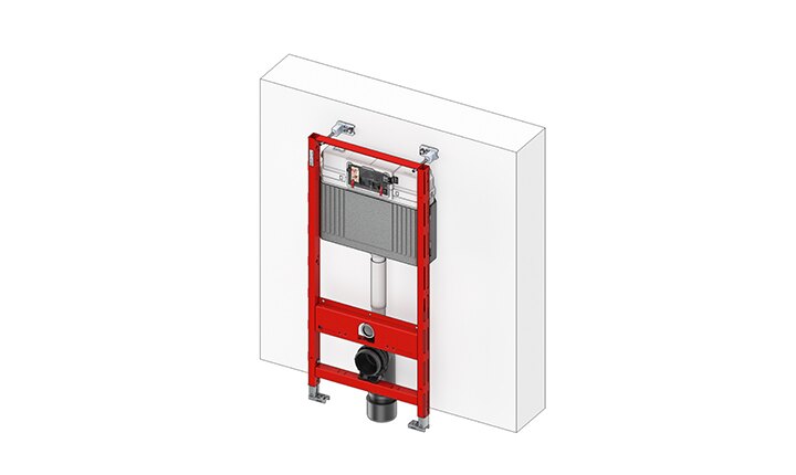 TECEprofil WC-Modul Einbau vor einer massiven Baukörperwand