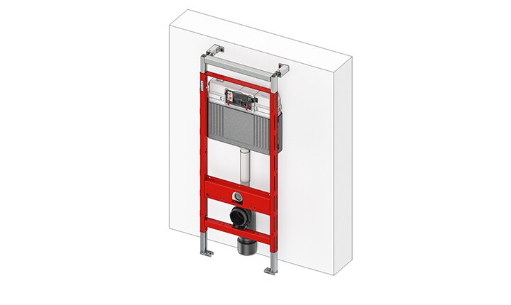 TECEprofil Wc-Modul Einbau vor Massivwand mit höhenverstellbarer Modulbefestigung