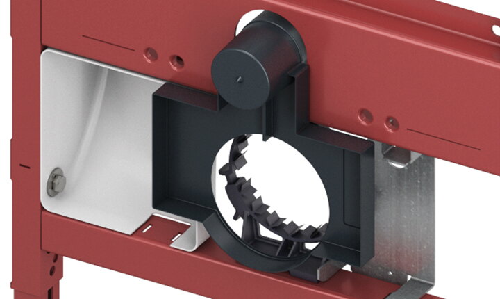 Dank des Leerrohres inklusive Einschubtrichter und dem Halteblech für Elektro- oder Warmwasseranschluss können Dusch-WCs beim TECEprofil WC-Modul ganz einfach nachgerüstet werden.