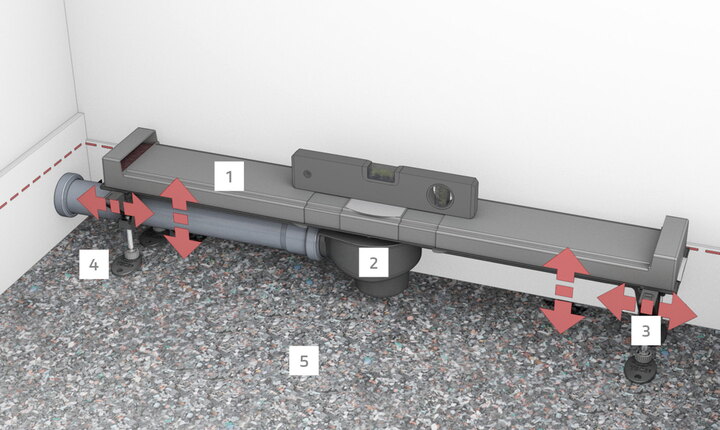 Die TECEdrainline-Evo bietet viele Montagehilfen und -erleichterungen für den schnellen und sicheren Einbau.