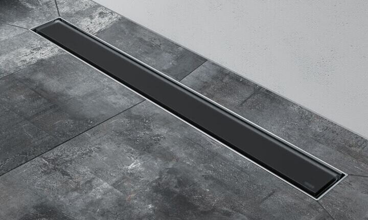 TECEdrainline schwar Glas satiniert