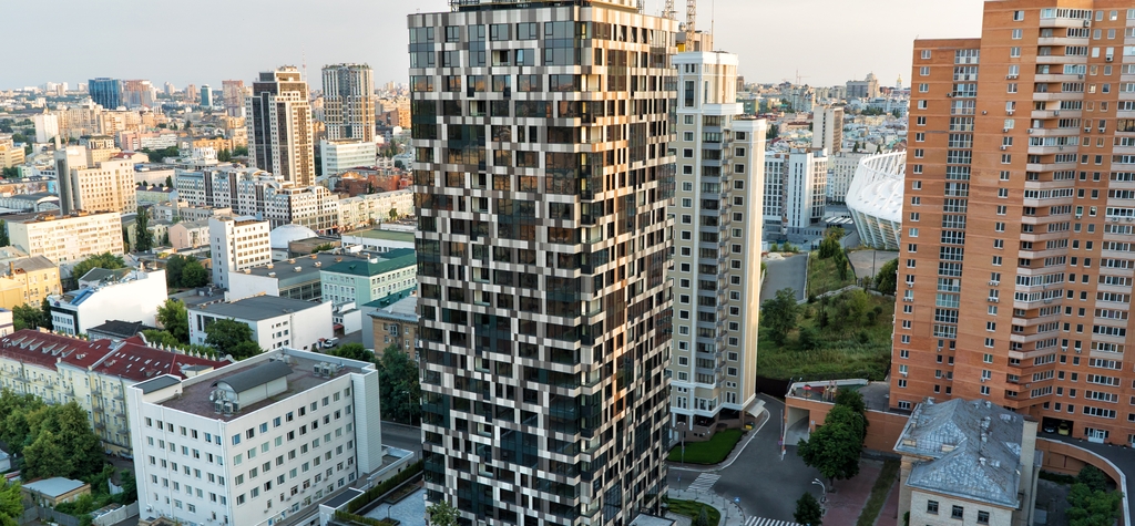 Projekt und Planung -Apartmentgebäude Tetris Hall, Kievaus Litho