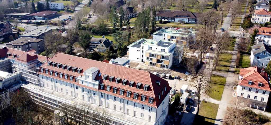 Luftaufnahme des Gesamtquartiers Kurpark Bad Eilsen, Stand April 2022. © First Retail Marketing
