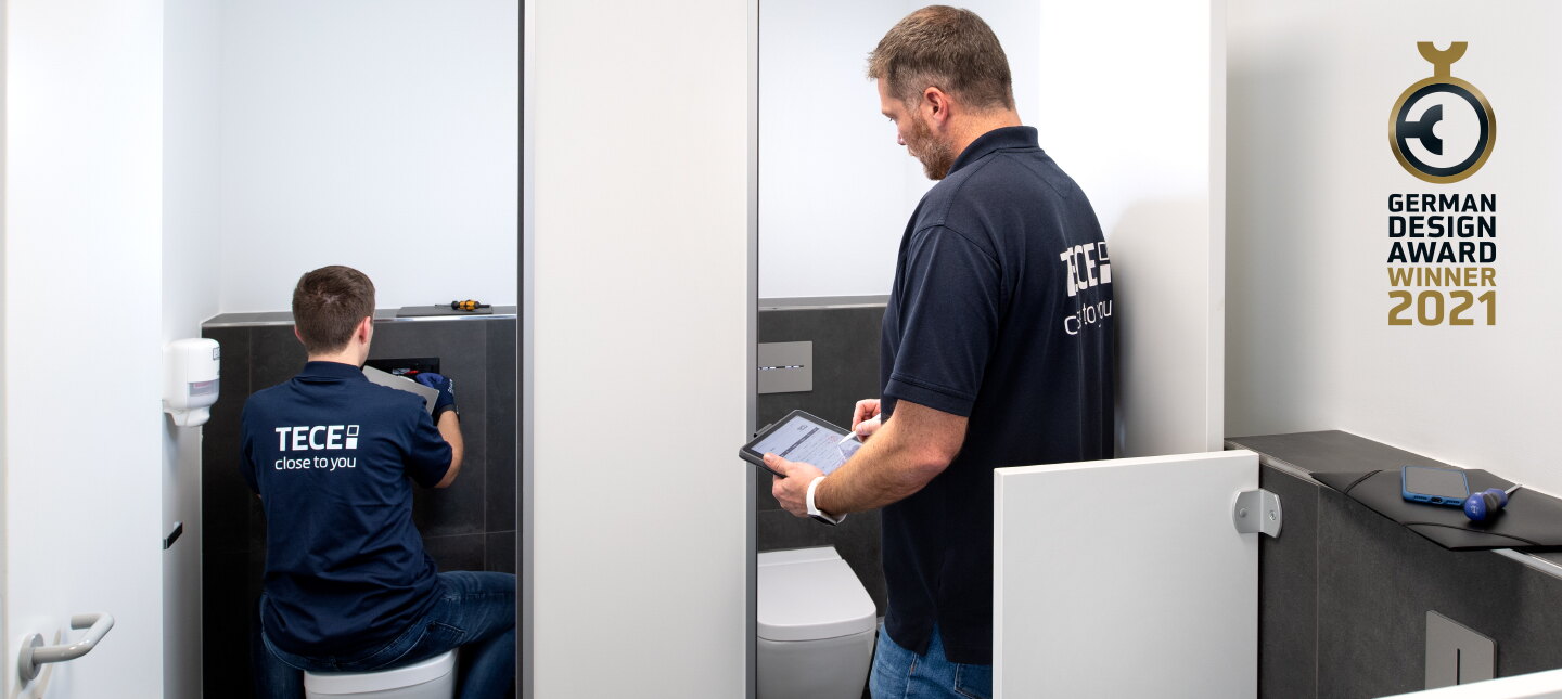 Auf Wunsch übernimmt TECE die Inbetriebnahme und die Wartung der TECEprofil WC-Module mit integrierter Hygienespülung