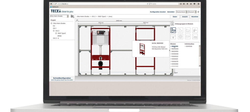 With TECEsmartwall the planning of TECEprofil installation walls becomes a quick and simple task.